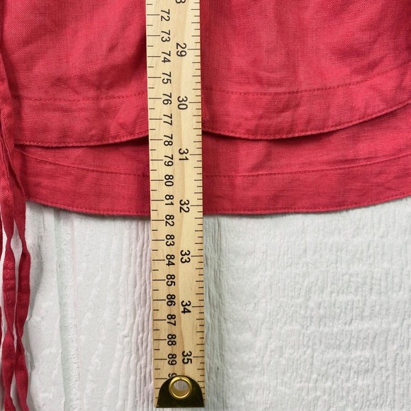 Lady Hathaway Button Up Red Tunic S/P Braided Fringe Belt 100% Linen Valentine's - Picture 10 of 16